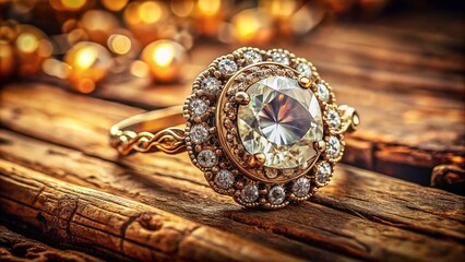 Fototapeta premium Vintage Style Jewelry Photography of a Stunning Diamond Piece - Elegant, Timeless Design with Classic Charm, Perfect for Luxury, Fashion, and Fine Jewelry Enthusiasts