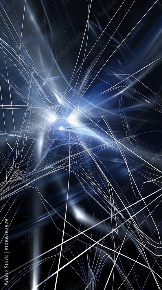 Aufkleber intricate abstract design showcasing interconnected lines and nodes in shades of blue, white, and si