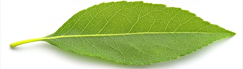 Green leaf on a white isolated background.