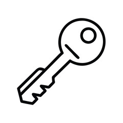 Vintage Skeleton Key Outline Icon, Minimalist black outline of a vintage skeleton key, representing security, access, and antiquity, ideal for retro and key-related designs.
