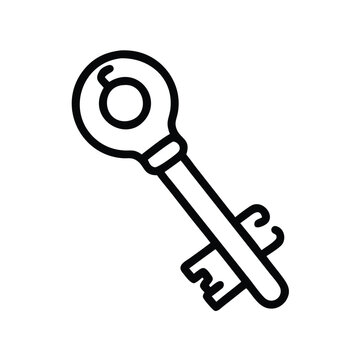 recommend clip art: Vintage Skeleton Key Outline Icon, Minimalist black outline of a vintage skeleton key, representing security, access, and antiquity, ideal for retro and key-related designs.
                    