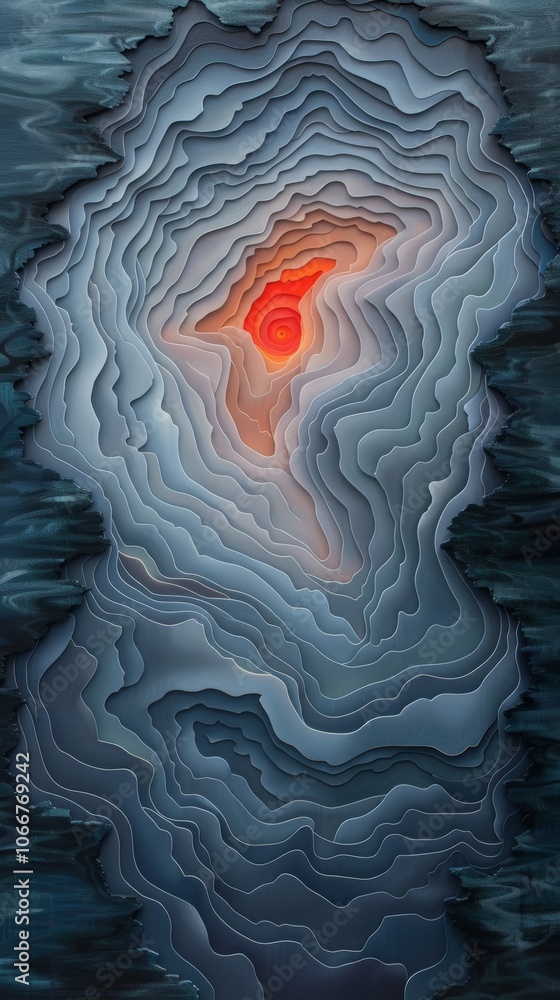 Aufkleber abstract rose-gold lines elegantly intertwine against a serene teal-blue backdrop, creating a captiv