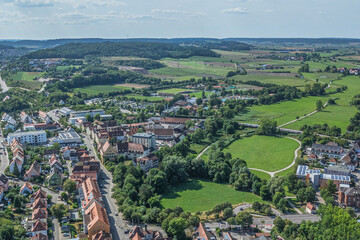 Ausblick auf Ansbach, Bezirkshauptstadt MIttelfrankens in Bayern