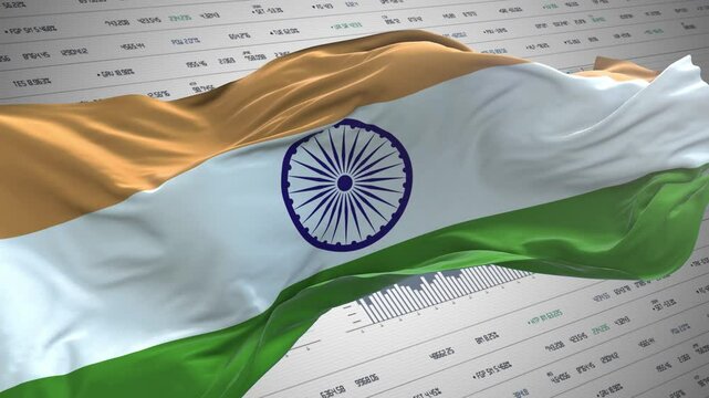 India flag - Waving flag on report analytics data statement