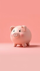 A pink piggy bank sits on a pink surface