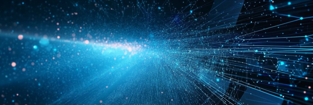 Digital Data Highway. Abstract Flowing Lines With Digital Light Trails, Futuristic Technology Theme