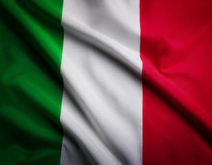 Obraz premium Italy flag waving in the wind. Close up of Italy banner blowing, soft and smooth silk. Cloth fabric texture ensign background. Use it for national day and country occasions concept