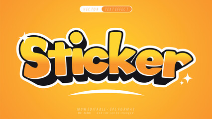 Orange Sticker 3d Vector Text Effect