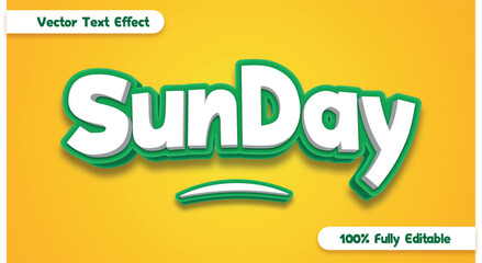 Sunday 3d Modern Vector Text Effect