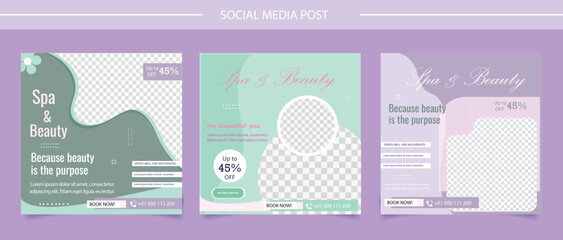 Beauty and spa center social media template design