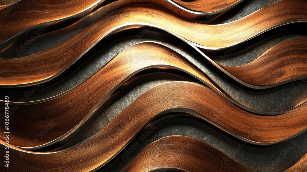 Poster modern abstract background highlights luxurious wooden textures complemented by intricate iron model