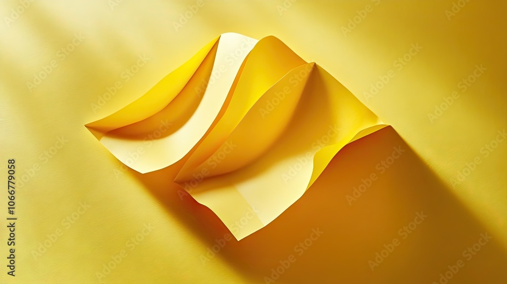 Aufkleber yellow template of a folded leaflet papercraft, casting a shadow that enhances its vibrant color. th