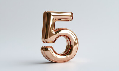 Obraz premium Realistic rose gold number 4 floating with delicate shadow cast