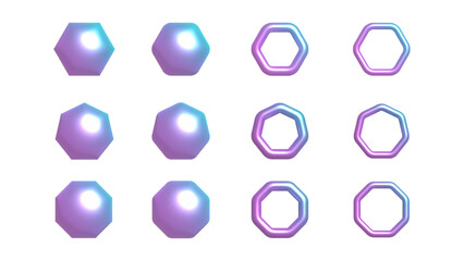 Basic geometric forms 3D vector holographic metallic effect collection vol2  y2k