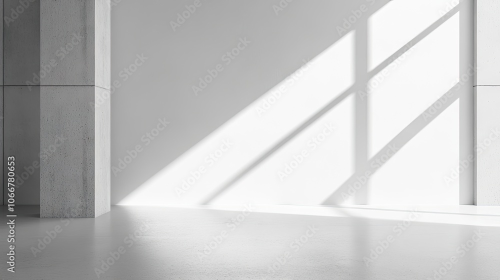 Poster a minimalist design with light gray shadow overlay on a white wall creates a natural effect, providi