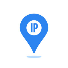 abstract blue map pin with ip address icon