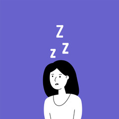 woman with chronic sleepless illness or deprivation