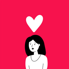 woman with big heart like feeling of love