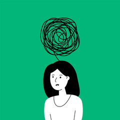 woman with mental illness in her brain