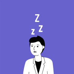 workaholic man with chronic sleep deprivation