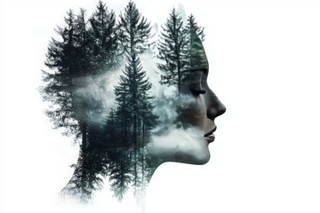 Serene Forest Silhouette with Overlay of Trees