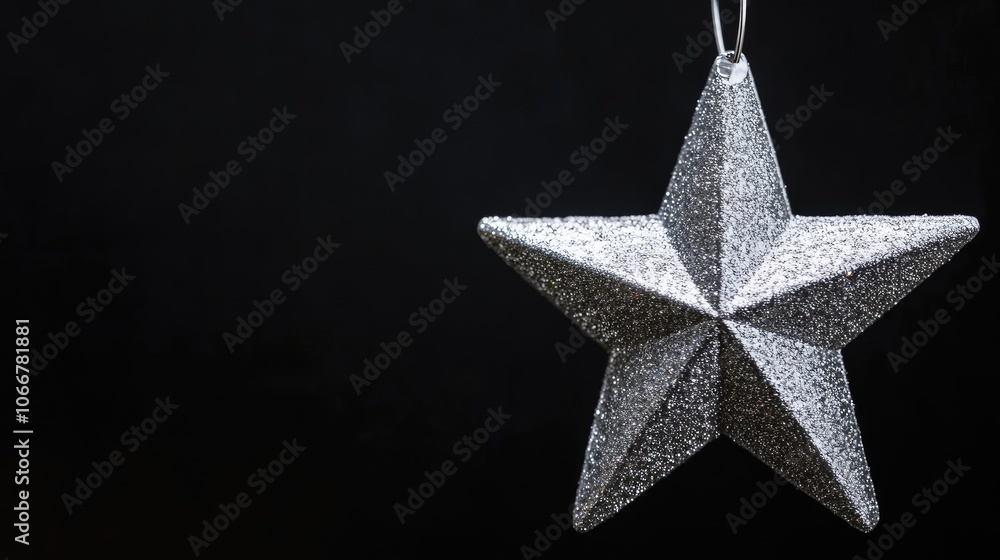 Aufkleber sparkling silver star painted with a freebrushing technique, creating a unique and vibrant display o