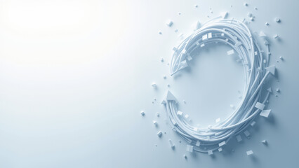 A digital artist's hand with a brush, creating abstract shapes and designs.