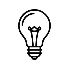 Minimalist Light Bulb Outline Icon, Simple black outline of a light bulb icon, representing ideas, creativity, and innovation, ideal for educational and digital themes.
