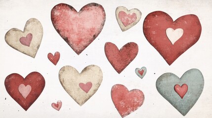 Fototapeta premium Heart cut-out set, romantic designs. Love and romance