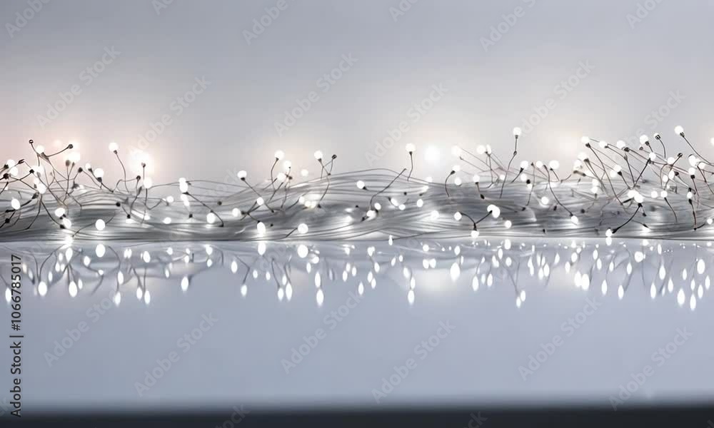 Poster enchanting display of twinkling fairy lights illuminating a serene backdrop in an artistic setting