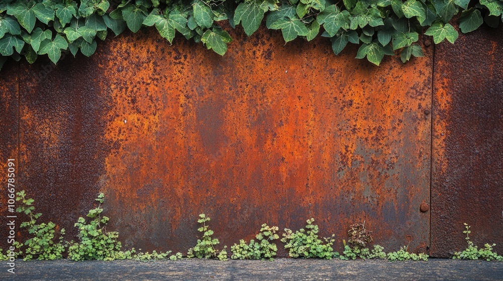 Poster rust patina wall in a copper hue displayed with a unique texture. this image captures the essence of