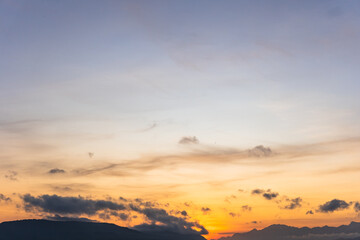 Beautiful Blazing Sunrise and golden sky landscape over the Sea.