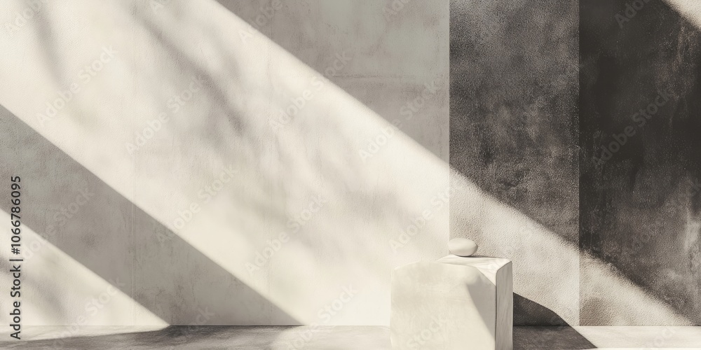 Poster A design featuring a combination of grey and white textures accompanied by a subtle shadow effect, creating a soft visual appeal and depth in its aesthetic.