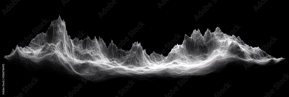 Poster Stock chart with fluctuating peaks and valleys on a dark background representing investment risk with side space for adding text