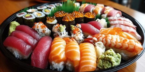 A family enjoys and delights in genuine Asian sushi meals right in the comfort of their own home, creating a cherished dining experience together.