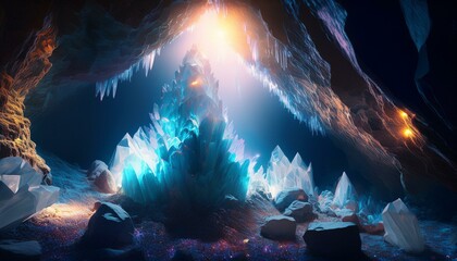 Obraz premium Witness the delicate balance of cave ecosystems. 