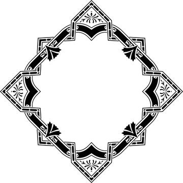 recommend clip art: Black and white silhouette frame with decorative flowers. Vector clip art.