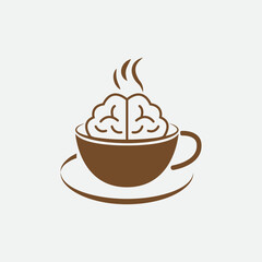 brain and coffee logo vector