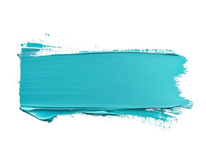 Smooth turquoise paint streak with even texture, isolated on white background