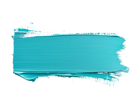 Smooth turquoise paint streak with even texture, isolated on white background