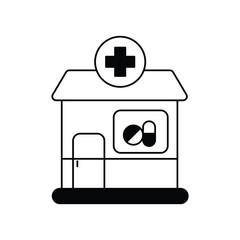 pharmacy glyph icon with white background vector stock illustration
