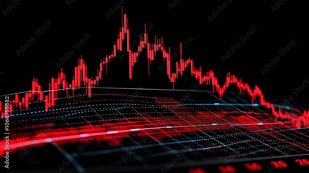 Aufkleber stock chart with candlestick graph showing market highs and lows, symbolizing trading and investment