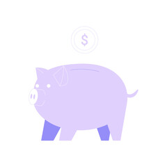 Piggy Bank In Flat Vector Illustration Symbolizing Savings, Financial Security, And Money Management, Isolated On White Background.