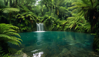 Fototapeta premium Emerald Pool Waterfall Tranquility 