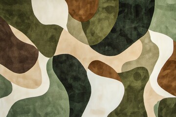 Design organique avec formes abstraites dans des tons de vert et marron