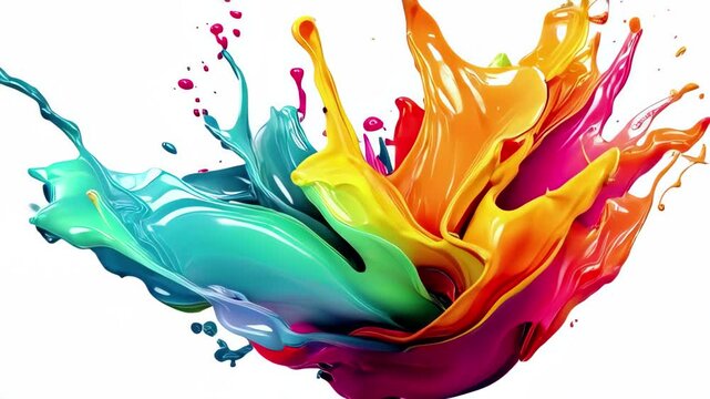 Colorful rainbow paint splash on the white background