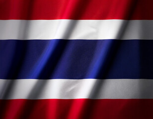 Obraz premium Thailand flag waving in the wind. Close up of Thailand banner blowing, soft and smooth silk. Cloth fabric texture ensign background. Use it for national day and country occasions concept