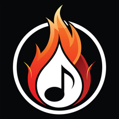 flame with-a music note inside clip art black only