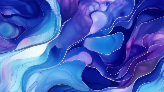 Abstract alcohol ink blue marble animated texture