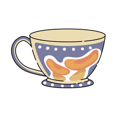Vector cup with mushroom print. Mushrooms in vector.